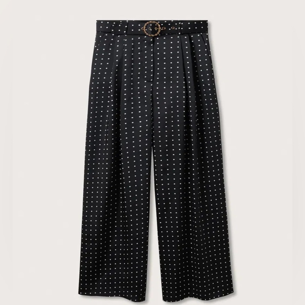 NWT Mango wide legged polka dot trousers size 18